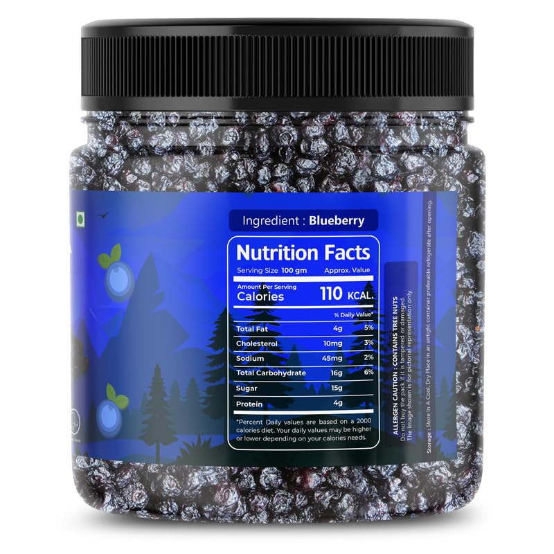 Image of Nut khana Organic Dried Blueberry 250 gm | Whole & Naturally Sweet Berry | High in Antioxidants & Fiber | Healthy Blueberry Snack | Rich In Calcium, Vitamin K