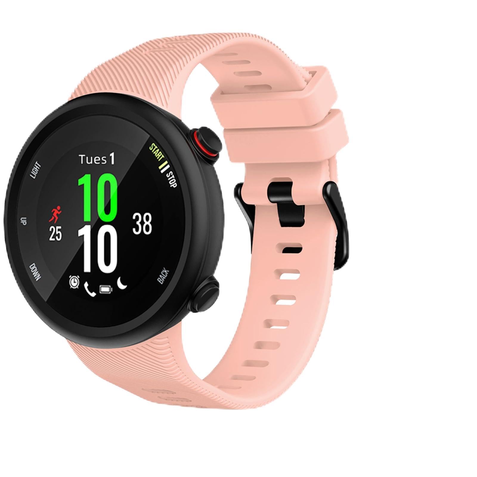 TopPerfekt Strap Compatible with Garmin Forerunner 45 and 2 x Screen Protector, Sport Silicone Wristband Arm Band Replacement Bracelet for Forerunner 45 (Pink)