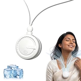 Portable Hanging Neck Fan, Ultra Light Wearable Personal Fan with Turbo Blades, 3 Speed Adjustable,360°Rotatable Head, Rechargeable Mini Hand Free Fan for Travel, Sports, Outdoor, Office, White
