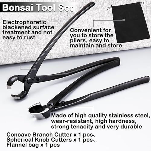 Leontool 1GD1585-FBA Bonsai Tool Set - 8 Inch Concave Cutters And 8 Inch Spherical Knob Cutters Carbon Steel Gardening Bonsai Pruning & Care Kit thumb #1