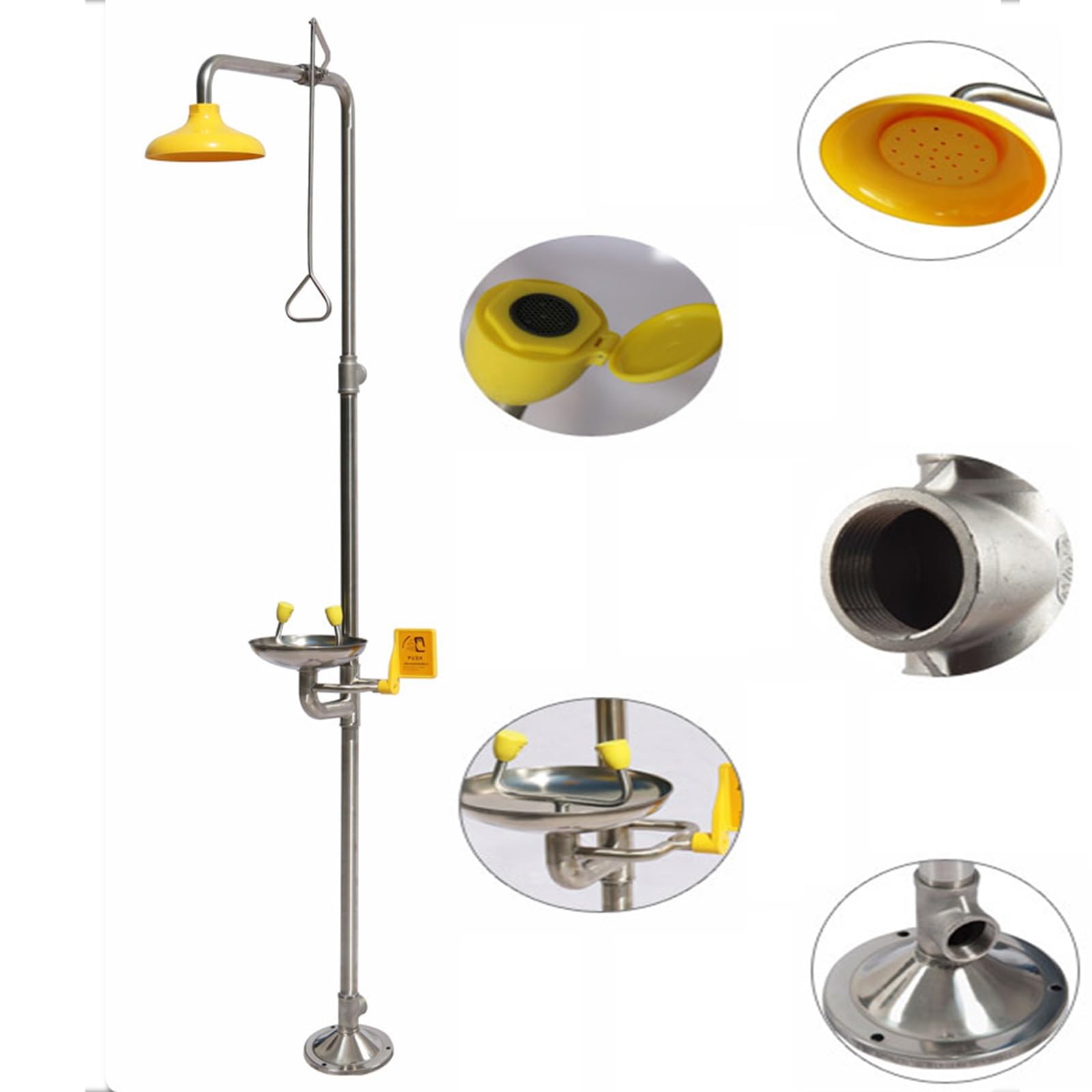 Combinación de Ducha y lavaojos de Emergencia, Ducha y lavaojos de Acero Inoxidable 304, Suministros de Rescate de Emergencia para Equipos,