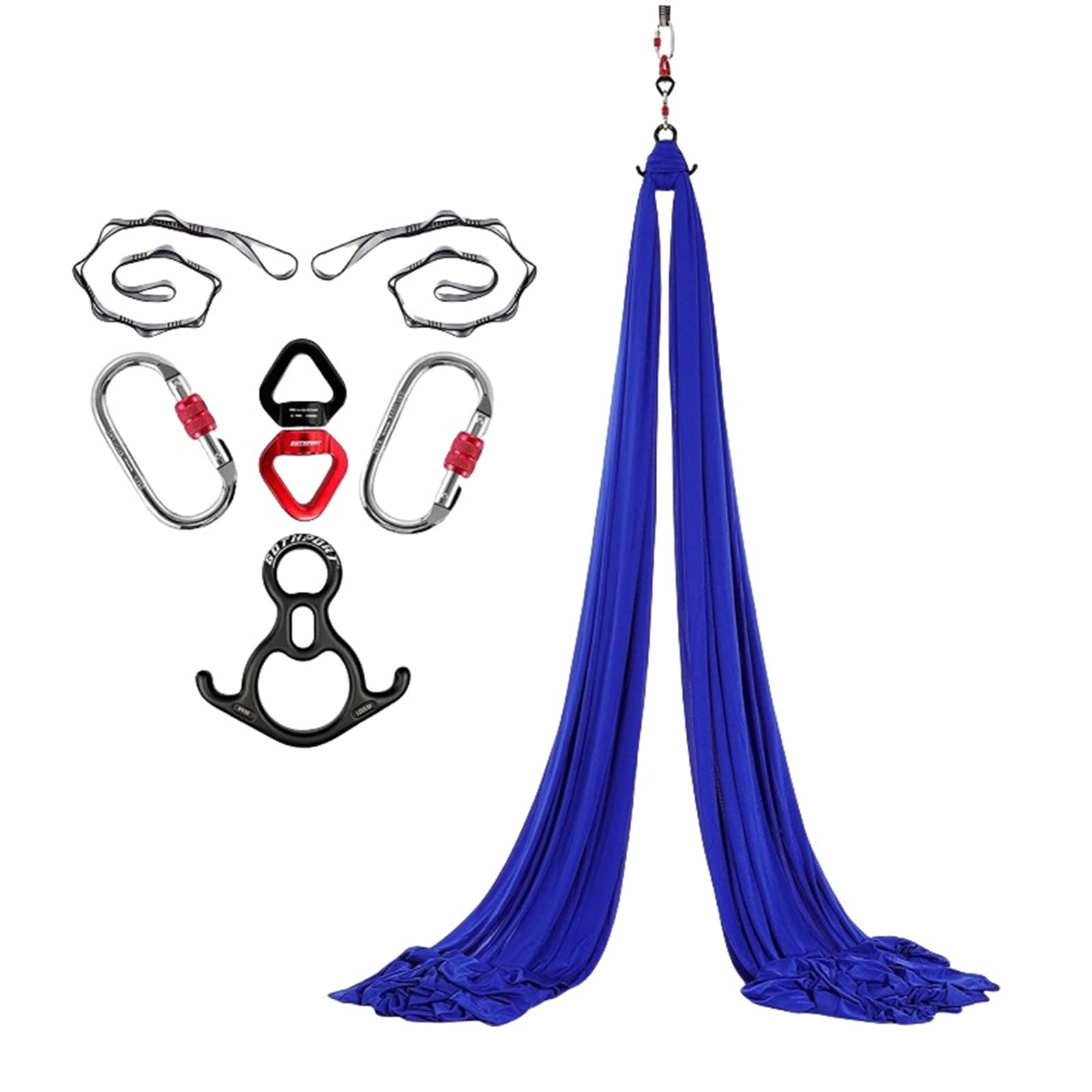 INLANDSIS Hotel Bee Yoga Aerial Silk(8x2.8m), Yoga Hammock for Hanging, Trapeze Swing, Strong Load-Bearing, Safe Protection, Yoga Swing Set, Acrobatics Hammock (Royal Blue)