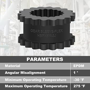 3J Coupling Insert, EPDM Rubber Spider (3JE), Solid Design, 1 Width, 1-7/8 OD, 78 in-lb Torque, 9200 RPM