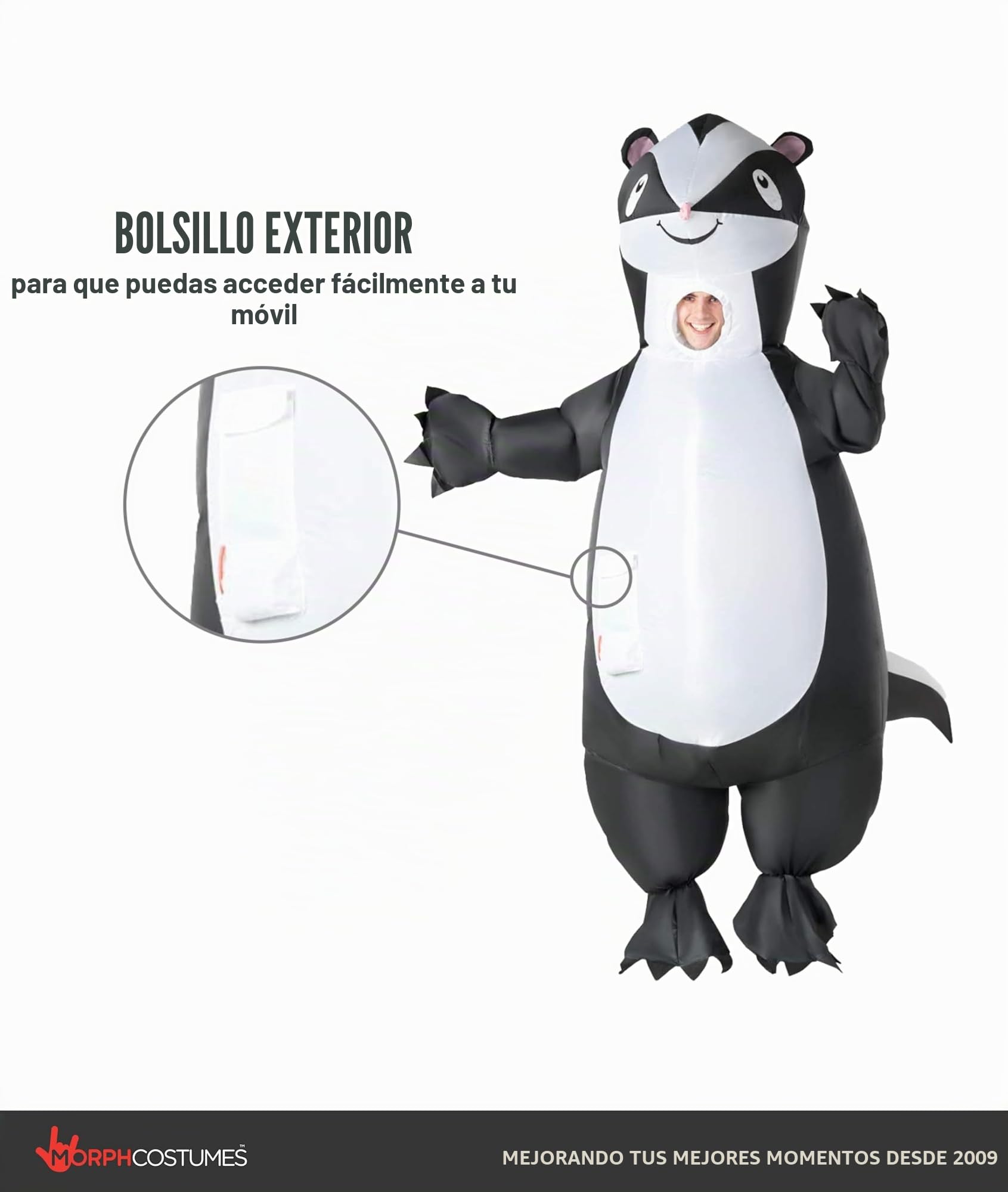 Morph Disfraz Hinchable Adulto Mofeta, Disfraces Hinchables Animal, Traje Inflable, Disfraz Carnaval y Halloween Adulto