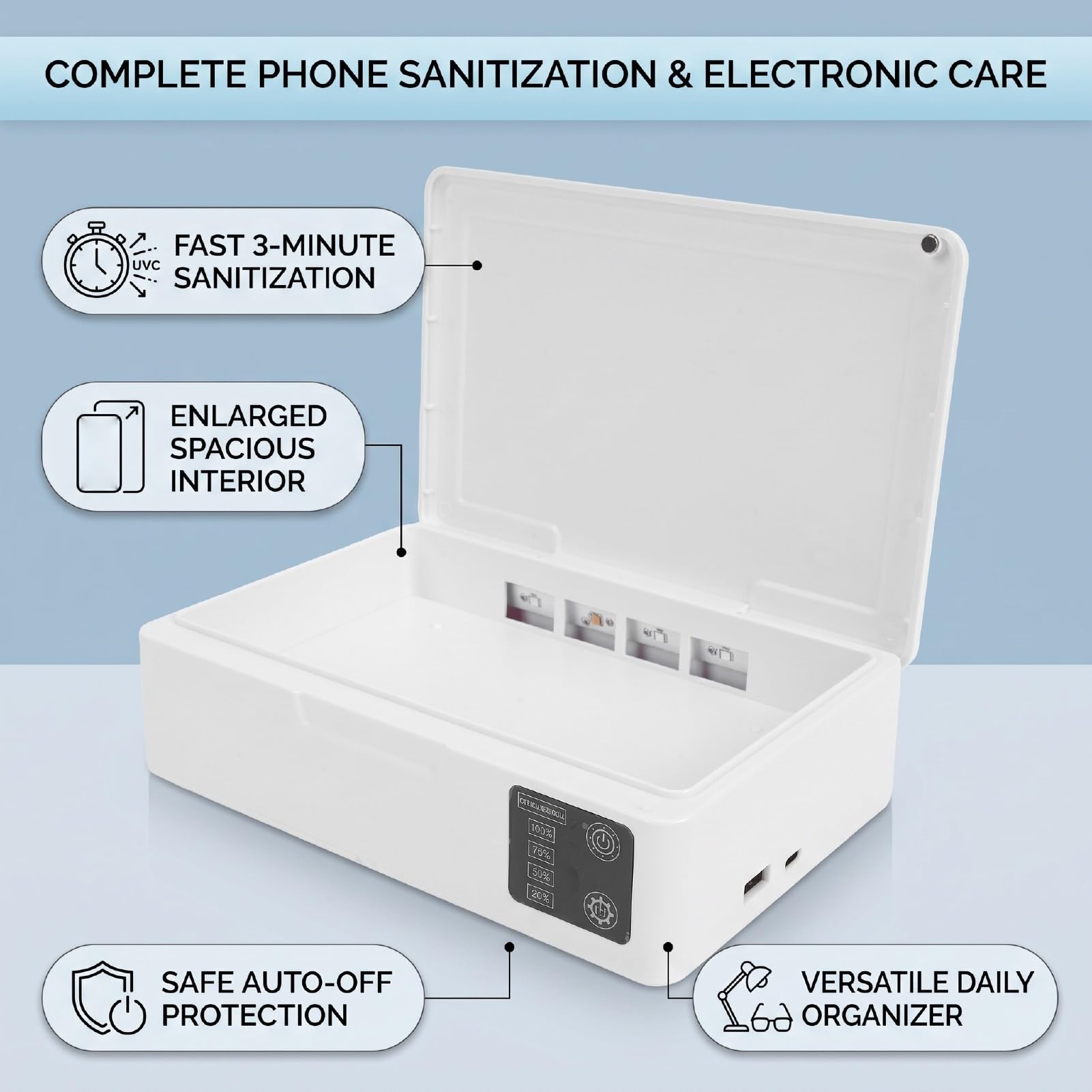 Sxhlseller Telefon Desinfektionsbox, 8 UVC Lampen, 3 Minuten Zyklus, 6 W