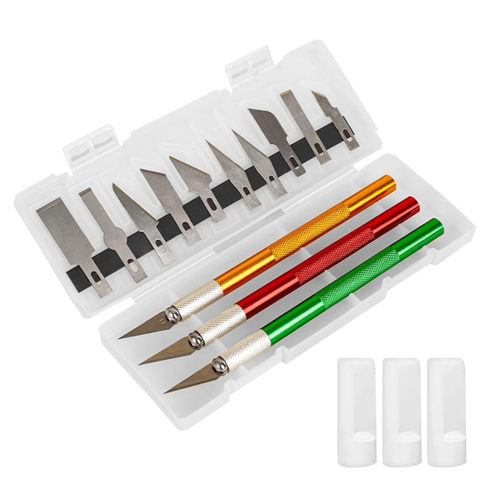 Juego de Cuchillos para Manualidades de Aluminio - Set de Tallado de Precisión con 3 Piezas y 10 Cuchillas de Acero Inoxidable de Repuesto