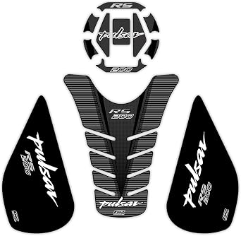 GP Kompozit Tank Pad Set Black Compatible for Bajaj Pulsar RS200 2015-2020