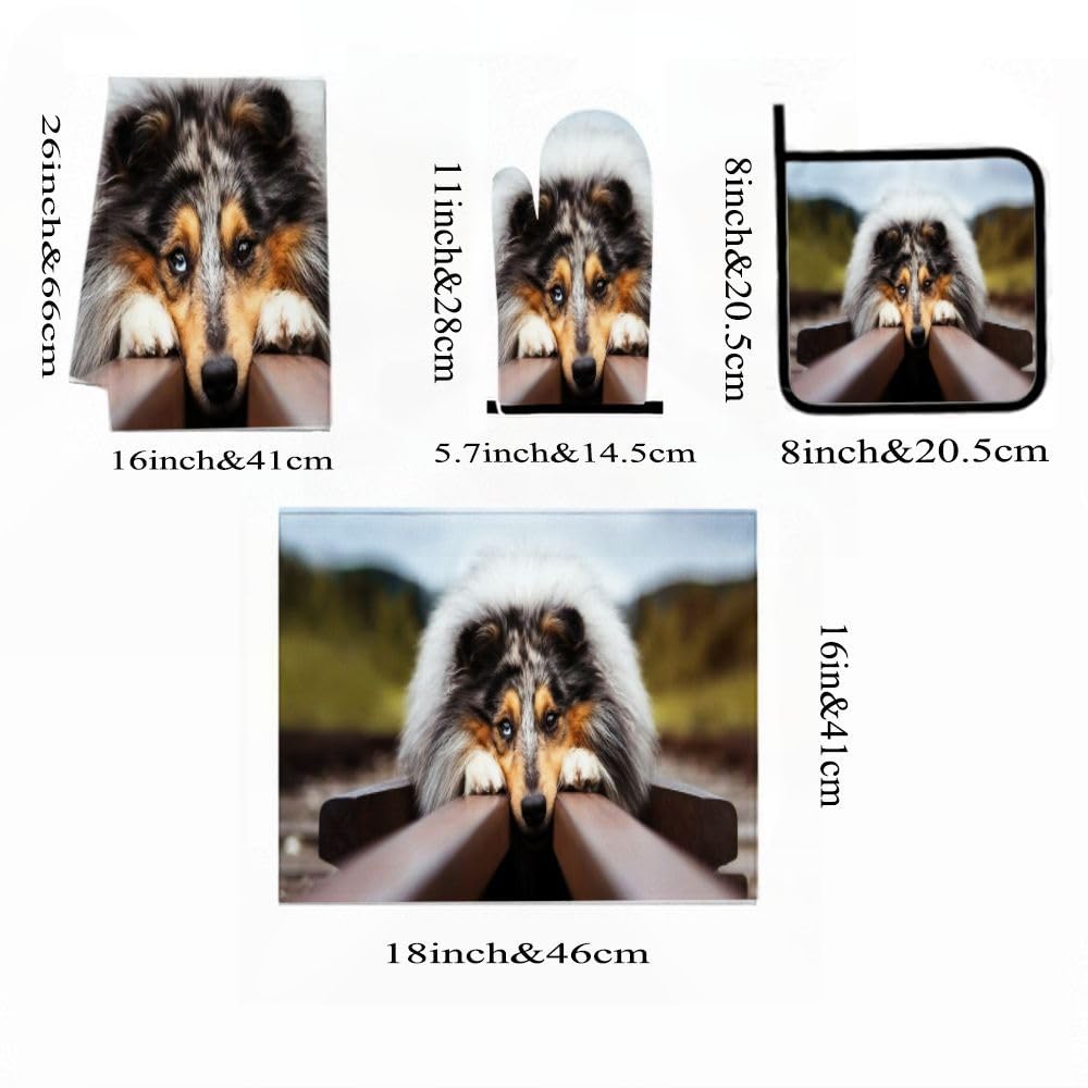 Set di accessori e decorazioni da cucina per cani Fluffy Collie 9PCS