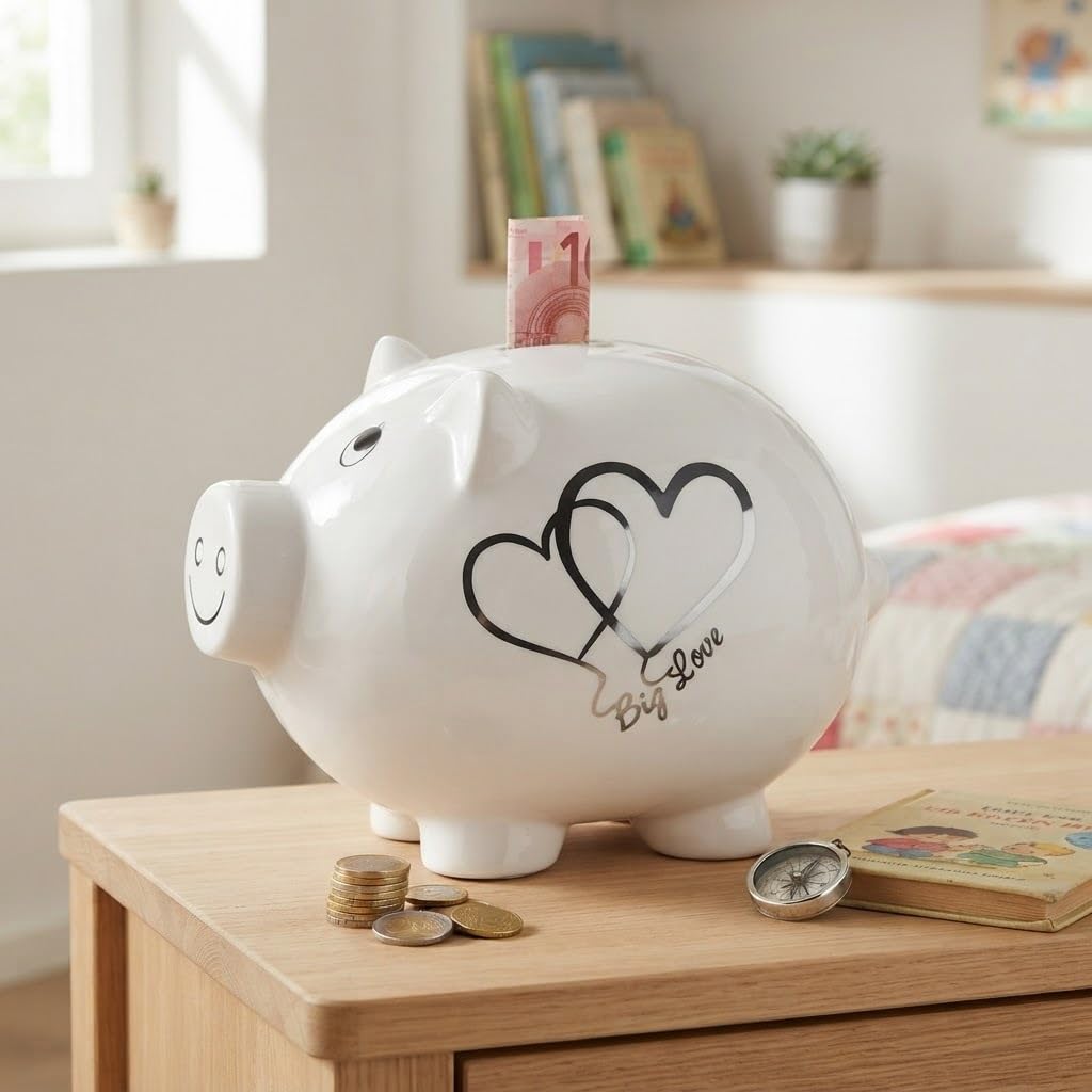Casablanca Sparschwein Big Love - Keramik - mit Schloss und Schlüssel - abschließbar - Höhe 20 cm