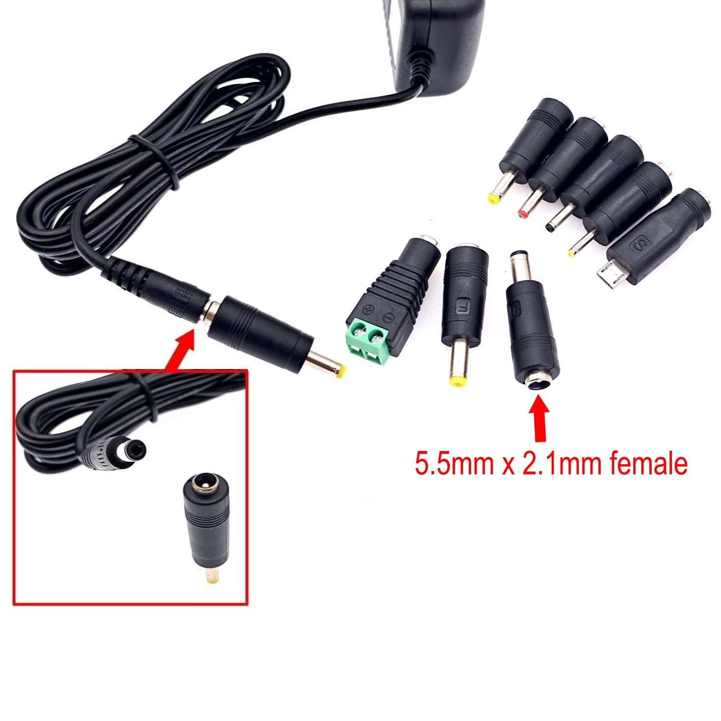Voedingsadapter 12V - 0,6A - 7,2W - 5,5 x 2,5mm - Premium - 1,8 meter
