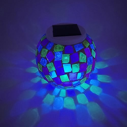 Lxcom Lighting Bola de mosaico de vidrio que cambia de color, luces de fuegos artificiales 3D, bola de globo grande, decorativa, impermeable, luz