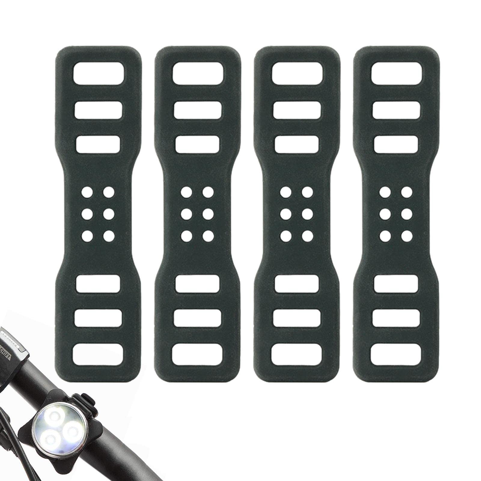 Lot De 12 Sangles Vélo En Silicone 7x2,4 Cm – 2 Ouvertures, élastiques, Antidérapantes, Pour Fixer Phare, Porte-bidon, GPS