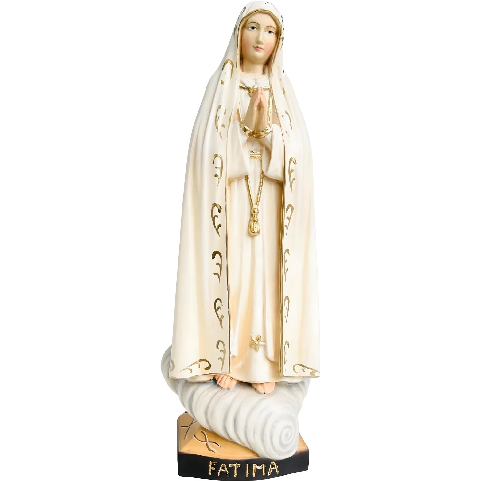 Dolfi | Madonna of Fatima Pilgrim Wooden Figurine 80 cm | Natural Wood in Val Gardena | Nativity Figure
