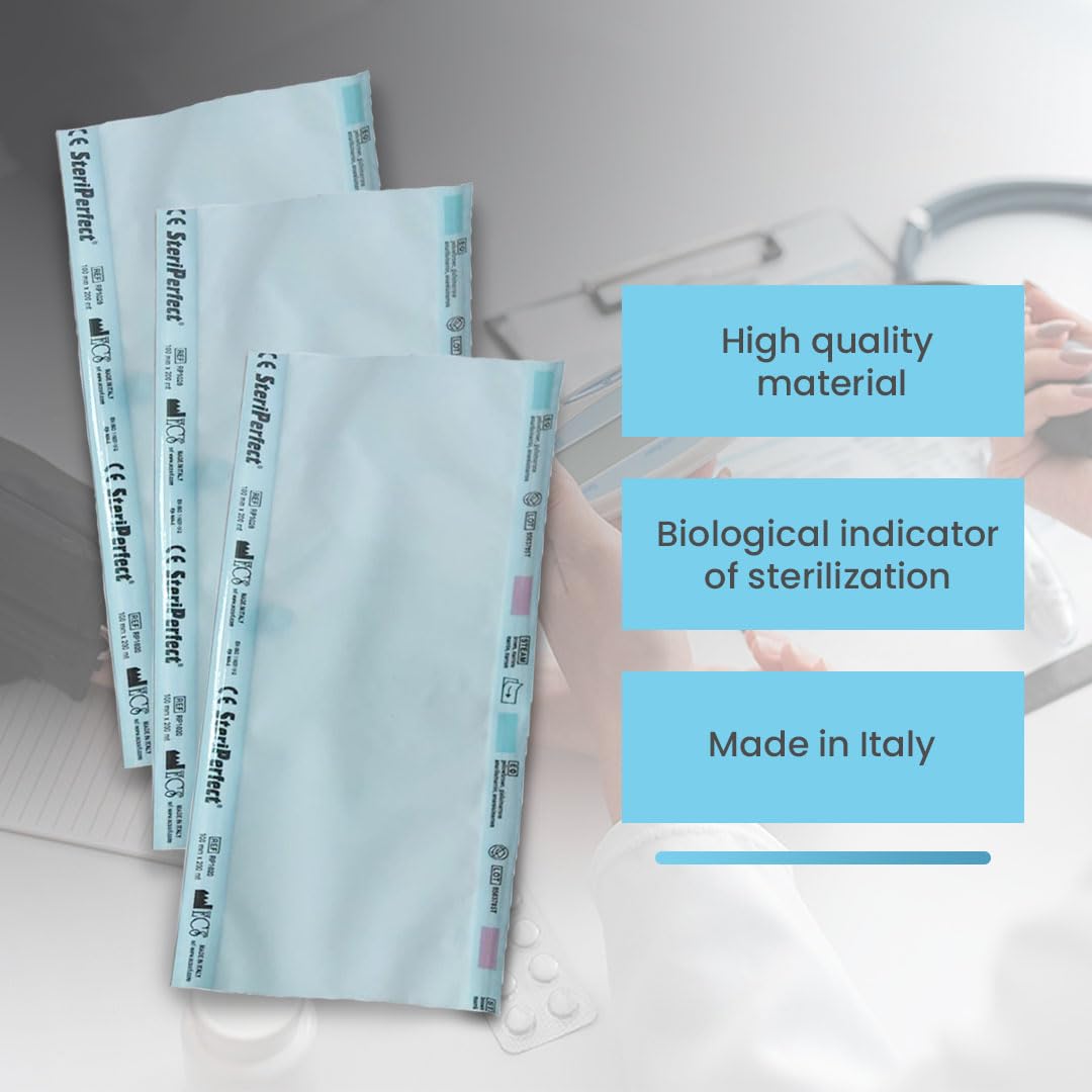 Rotolo sterilizzazione per autoclave sterilizzatore, carta di grado medico resistente per sterilizzare strumenti dentali, manicure e pedicure, parrucchiere, ospedali ecc. (10cm x 200m)