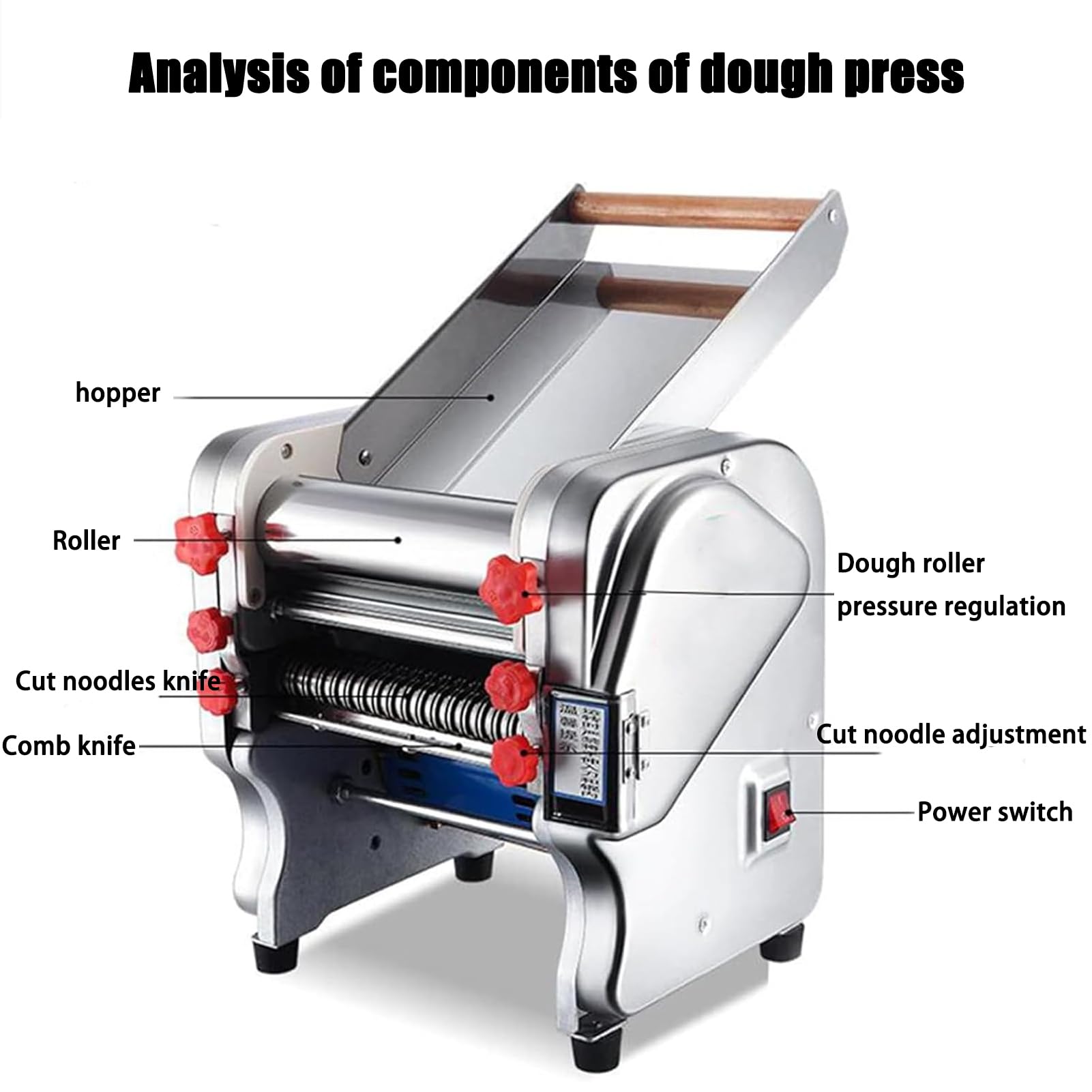 Tirapasta Elettrico Professionale Commerciale, Elettrica Macchina Per Pasta Fresca Sfogliatrice In Acciaio Inox, Macchina per Fare Pasta Larga e Sottile, Ideale per Pizza, Pane e Pasta Sfoglia