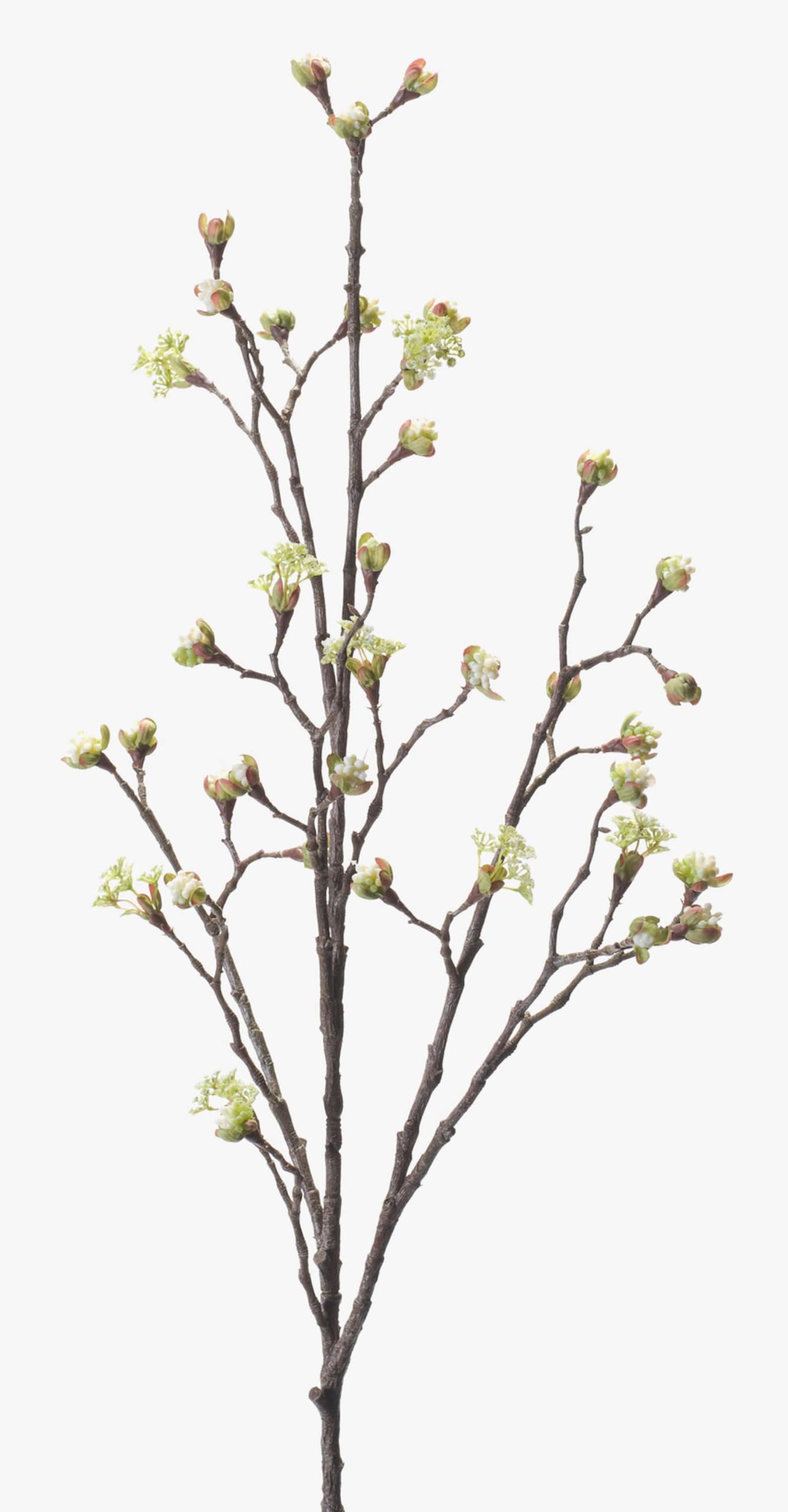 artplants.de Fake maple spray LIUVA with flowers, cream, 4ft/110cm - Artificial twig/Plastic maple branch