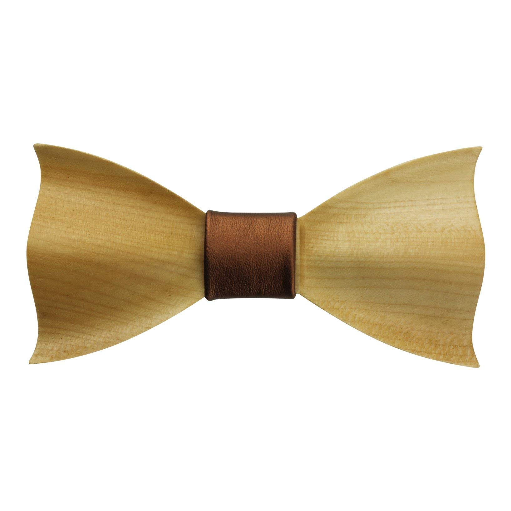 Angie Wood Creations Maple Butterfly Bow Tie With Metallic Faux Leather Centre Piece
