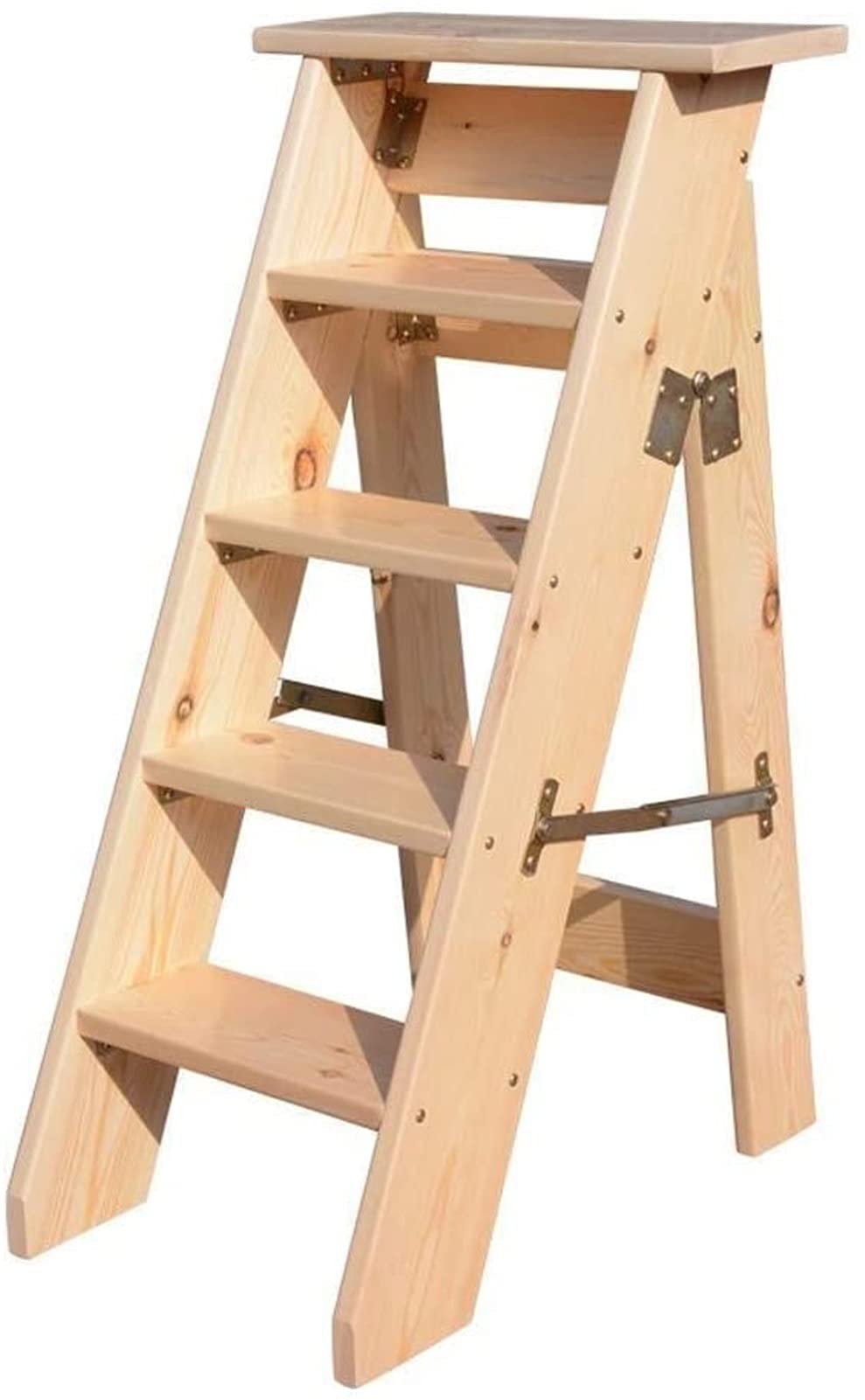 Échelle en bois stable avec 5 marches pour éviter les chutes