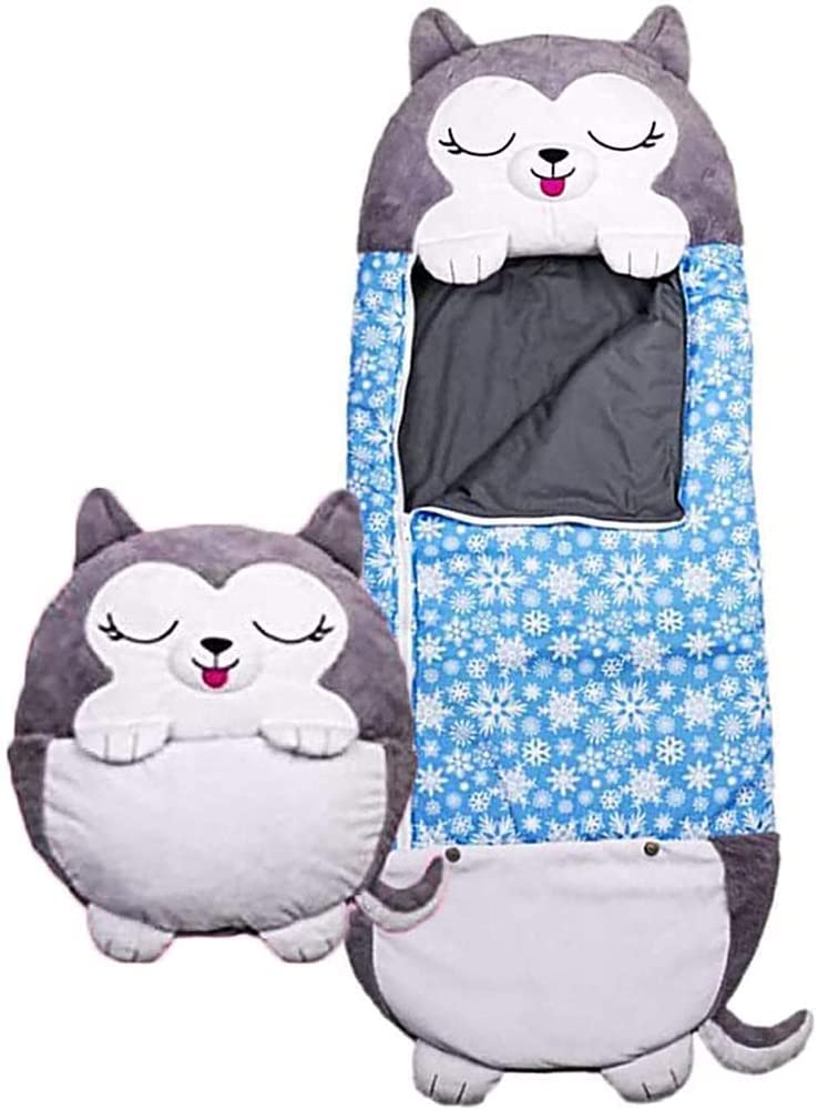 SEPPR Kids Sleeping Bag with Pillow, Foldable Storage, 2 In 1 Cartoon Animal Sleeping Bag, Soft and Comfortable, Warm Sleeping Bag (blue, 54 x 20 inch)