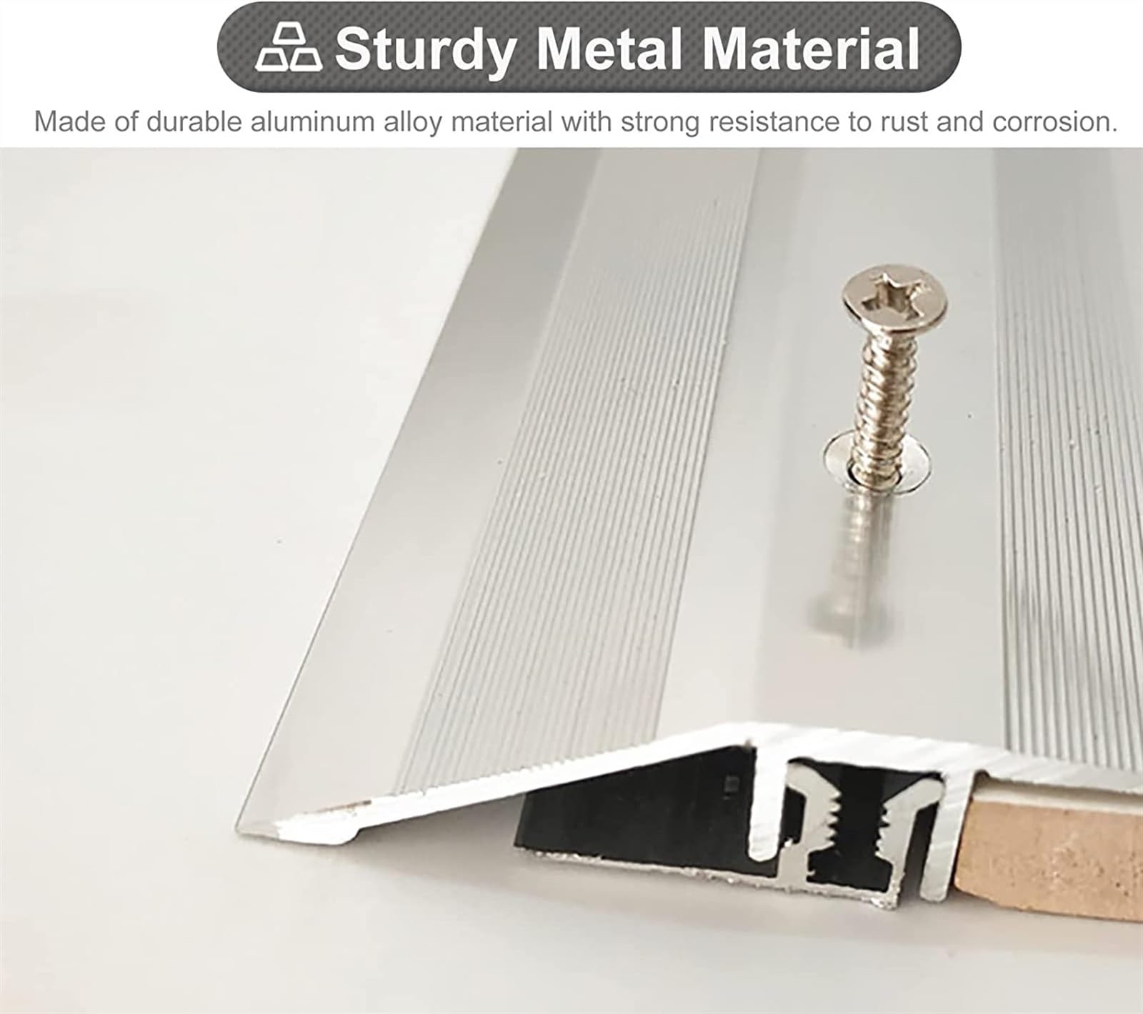 Profilo di Transizione, Striscia di Soglia, Tappeto for piastrelle for pavimenti in legno Strisce di rifinitura for bordi argentati, include base e hardware, installazione rapida