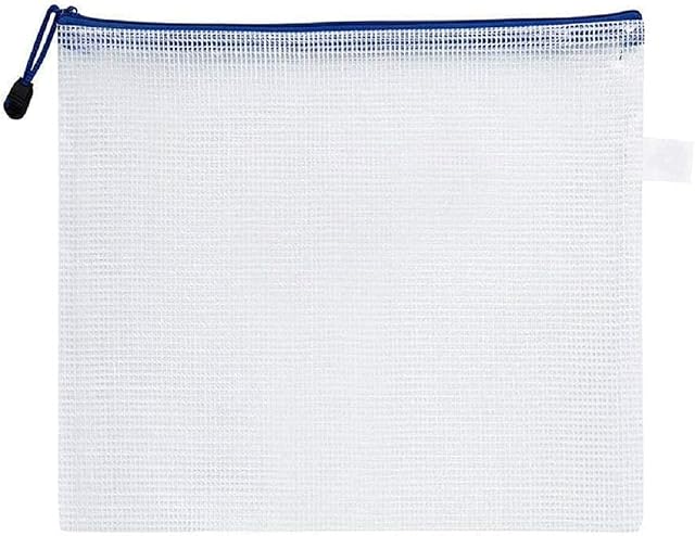 Plastic Wallets File Folder Document Mesh Zipper Bags A3 Zip Bag White