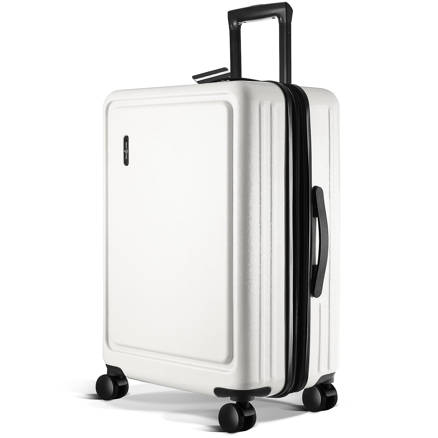 TRAVELARIM 24 Inch Checked Luggage with Spinner Wheels, Medium Suitcase | Expandable, Durable Hard-Shell, Scratch-Resistant, 360° Spinner Wheels, TSA Lock, Travel-Friendly, White