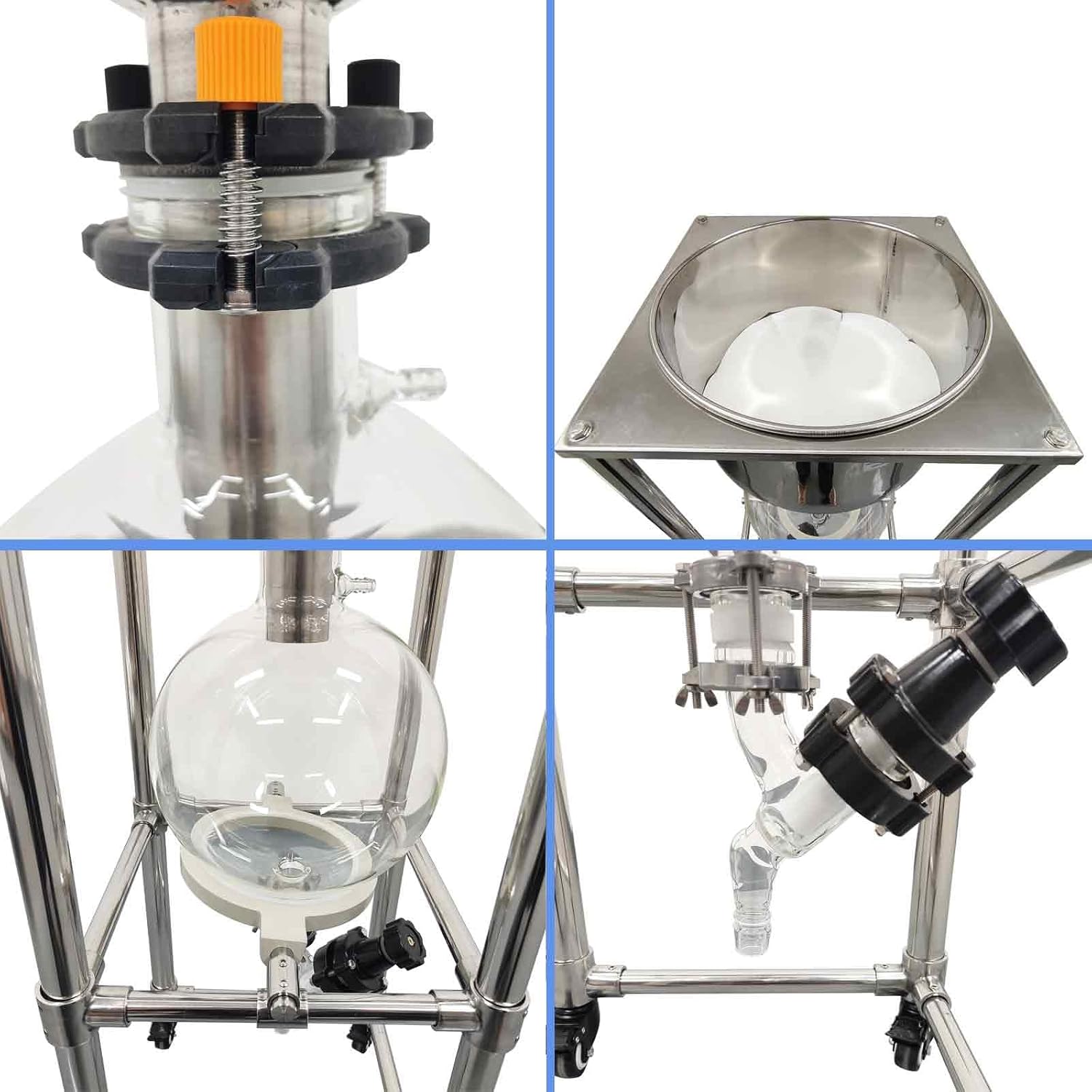 10L Buchner Funnel Filter System, -0.098Mpa Vacuum Filter with Discharge Valve, Glass Flask & Stainless Steel Frame, for Lab Liquid-Liquid Extraction, Room Temperature Reaction