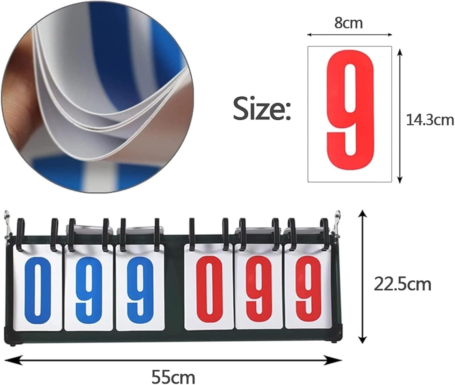 6-Digit Scoreboard Scores 0-999, Portable Table Top Scorekeeper Score Flipper, Table Top Scoreboard for Basketball Football Volleyball and Any Competitive Sport,
