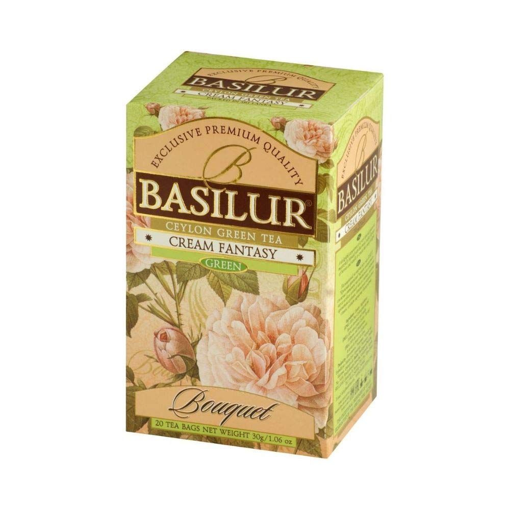 Basilur | Bouquet Collection - Cream Fantasy | Pure Green Tea | Foil Enveloped 25 Tea Bags