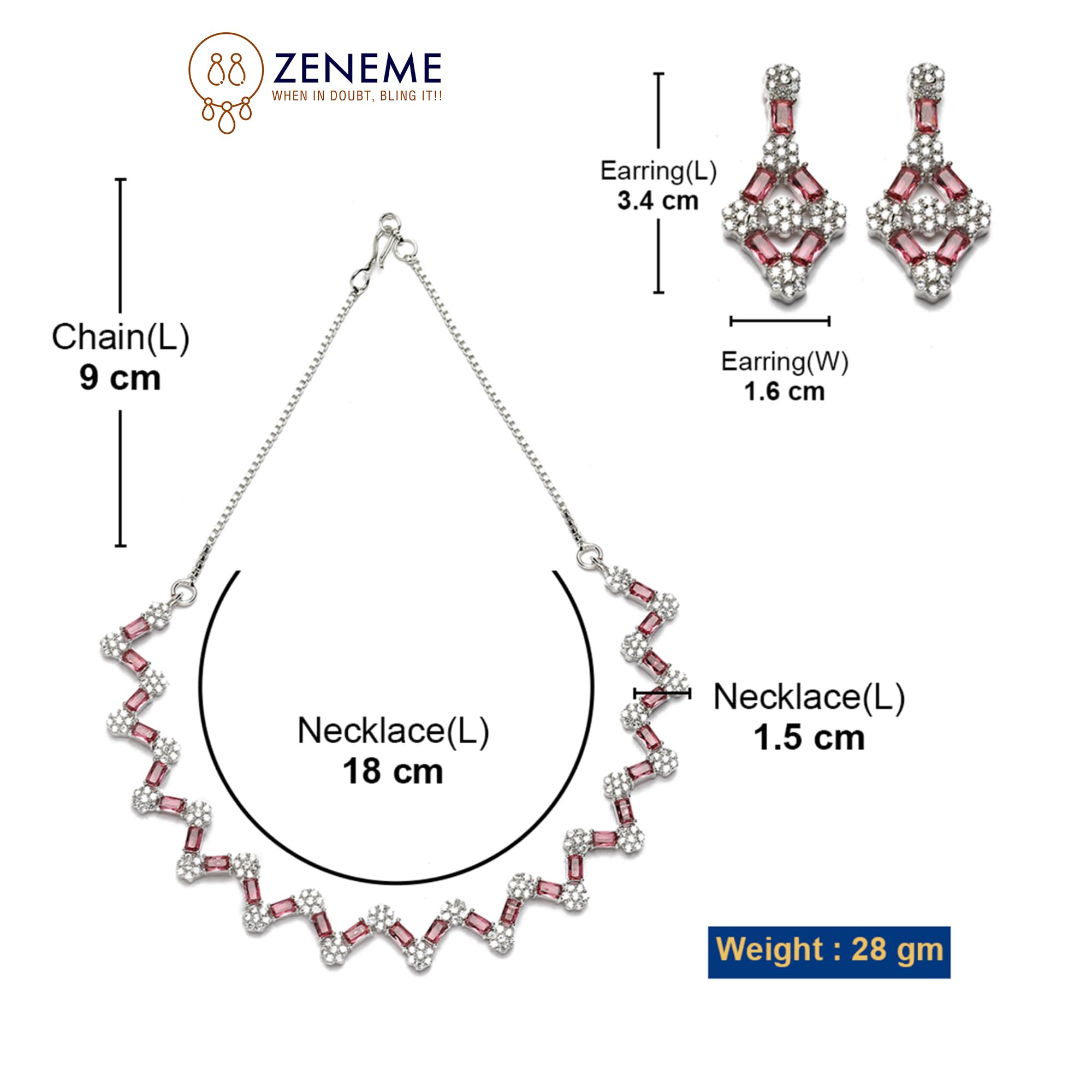 Rhodium-Plated American Diamond Necklace Set