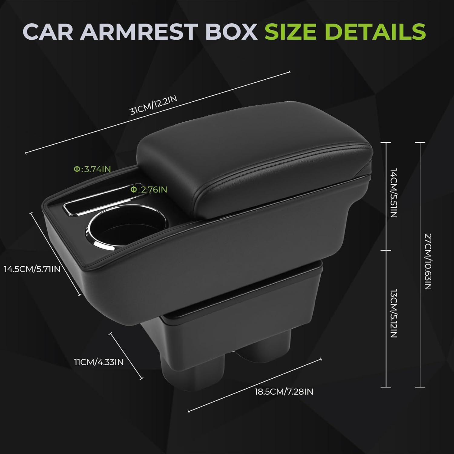 car armrest Storage Box Compatible with Nissan Versa Tiida Latio 2007-2011 Large Capacity Double Layer Leather armrest Box with Cup Holder