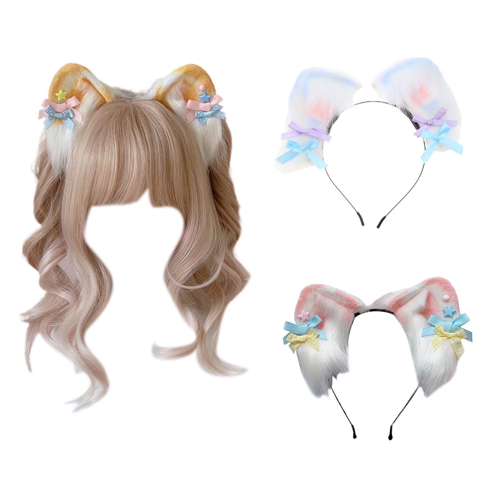 Fascia per capelli da donna con orecchie di lupo, realizzata a mano, per cosplay, cosplay, Halloween, feste