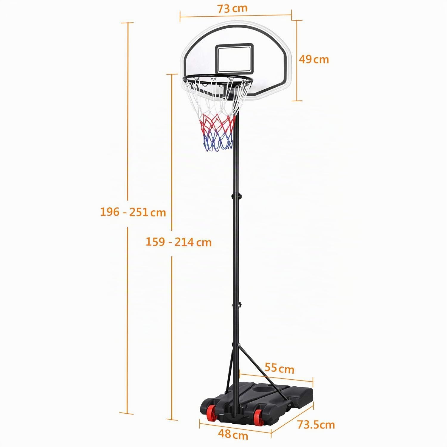 Yaheetech Cesta de Baloncesto para Exteriores/Interiores Altura Ajustable de 159 a 214 cm Tablas de Baloncesto con Ruedas para niños y Adultos