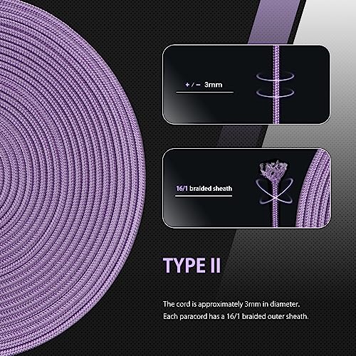 Abma Cord Paracord 425 lbs 3mm 100% Nylon 30M - Lilac, Solid-lilac, 30 Meters - Image 4