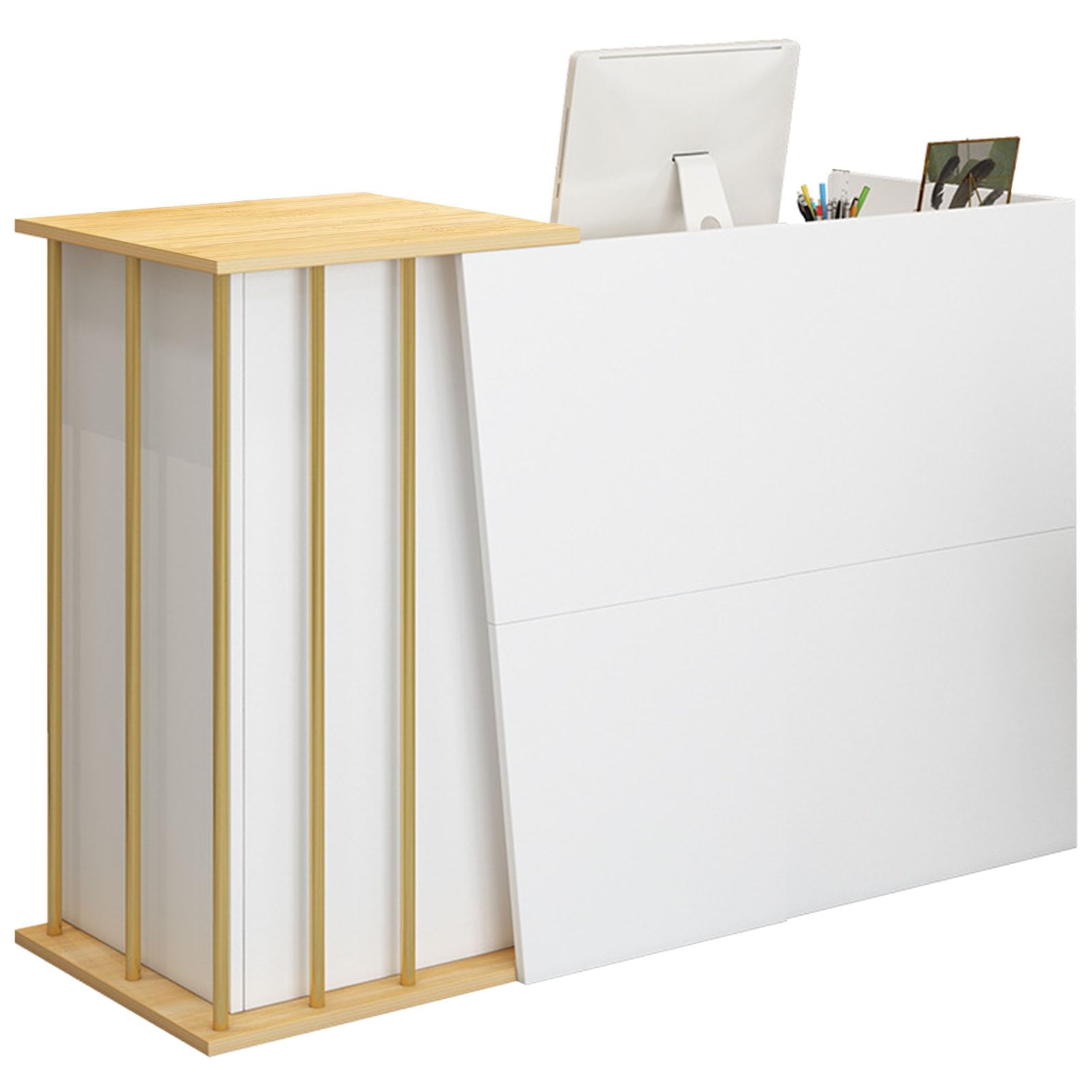Banco Reception Bancone Cassa per Negozio con Chiudibile Cassetti, Scrivania Salvaspazio 4 Spazio di Archiviazione, Bancone Negozio per Ufficio Sale Aziendali Hotel Negozi di Abbigliamento