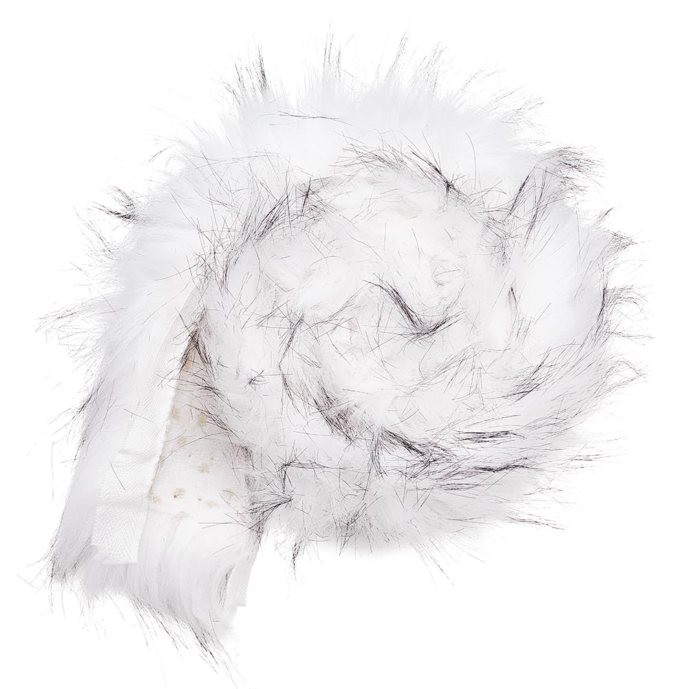 BENECREAT White Faux Fur Ribbon, 1m×50mm/39×2inch Craft Faux Fur Fabric Pre Cut Rolls, Shaggy Furry Ribbon Roll for Pillowcase, Carpet, Clothing and DIY Handicrafts