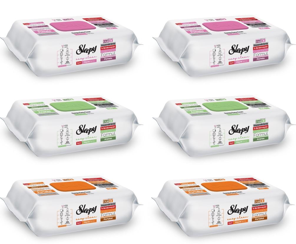 Sleepy Easy Clean Paños húmedos pomelo, naranja y piña, 100 toallitas por paquete, aroma afrutado, toallitas húmedas, juego de 3/6 (3)