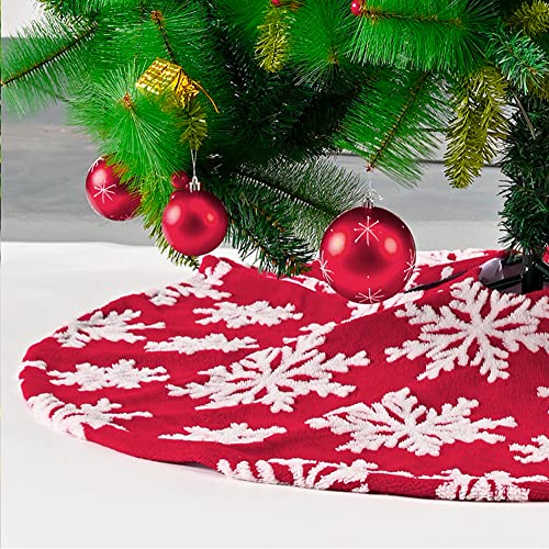 Chichic 47 Inch Large Christmas Tree Skirt Christmas Decorations Snowflake Tree Skirts Farmhouse Tree Skirt For Holiday Tree Ornaments Christmas Party Home Decorations, Red #TOP3