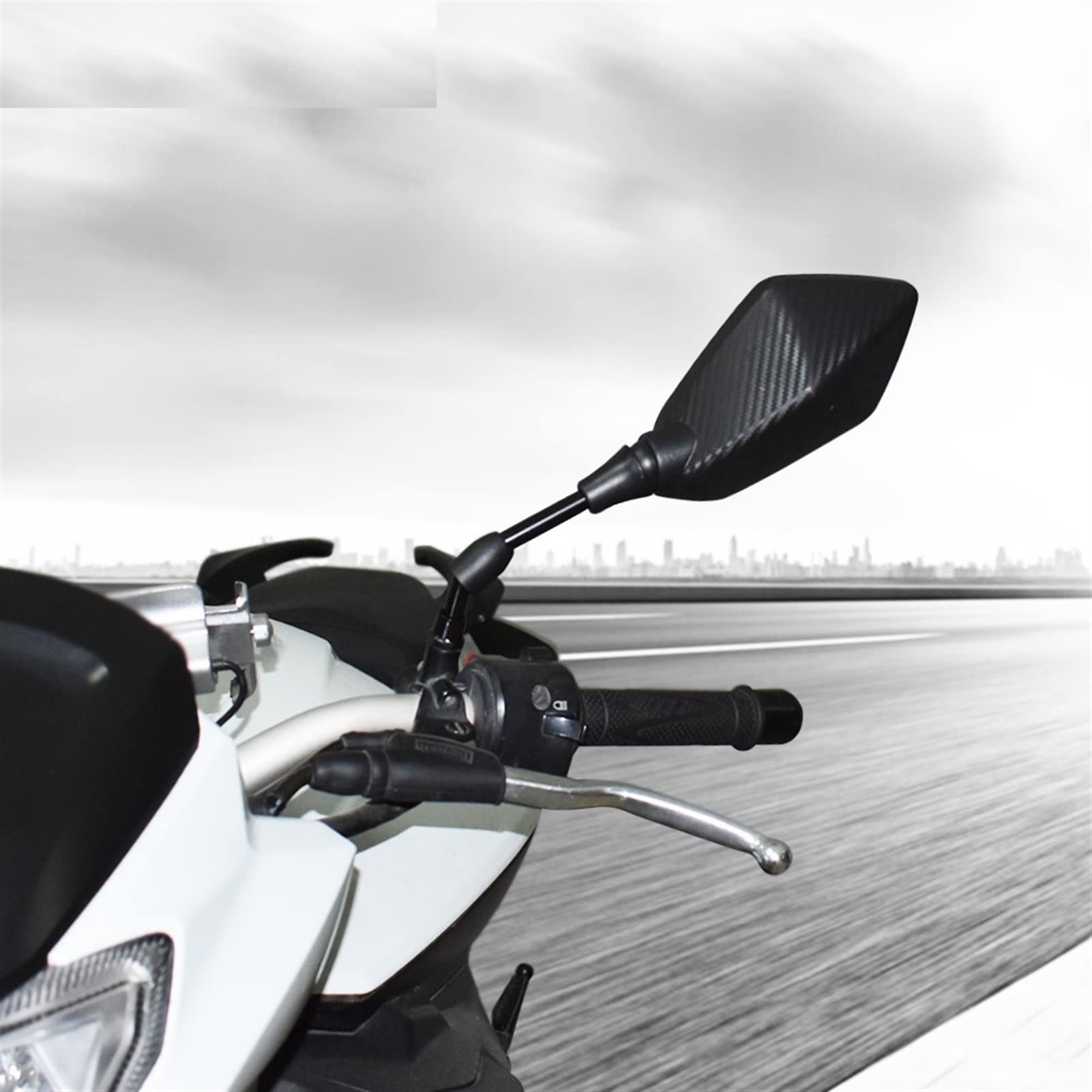 Espejo Retrovisor De Motocicleta Espejo Retrovisor Espejos Retrovisores Espejo Lateral Universal 10mm 8MM para Kawasaki ZX10 ZX12 ZX6 ZX6R Z650 Z900 Z800 Ninja 250300 R (Color : Negro)