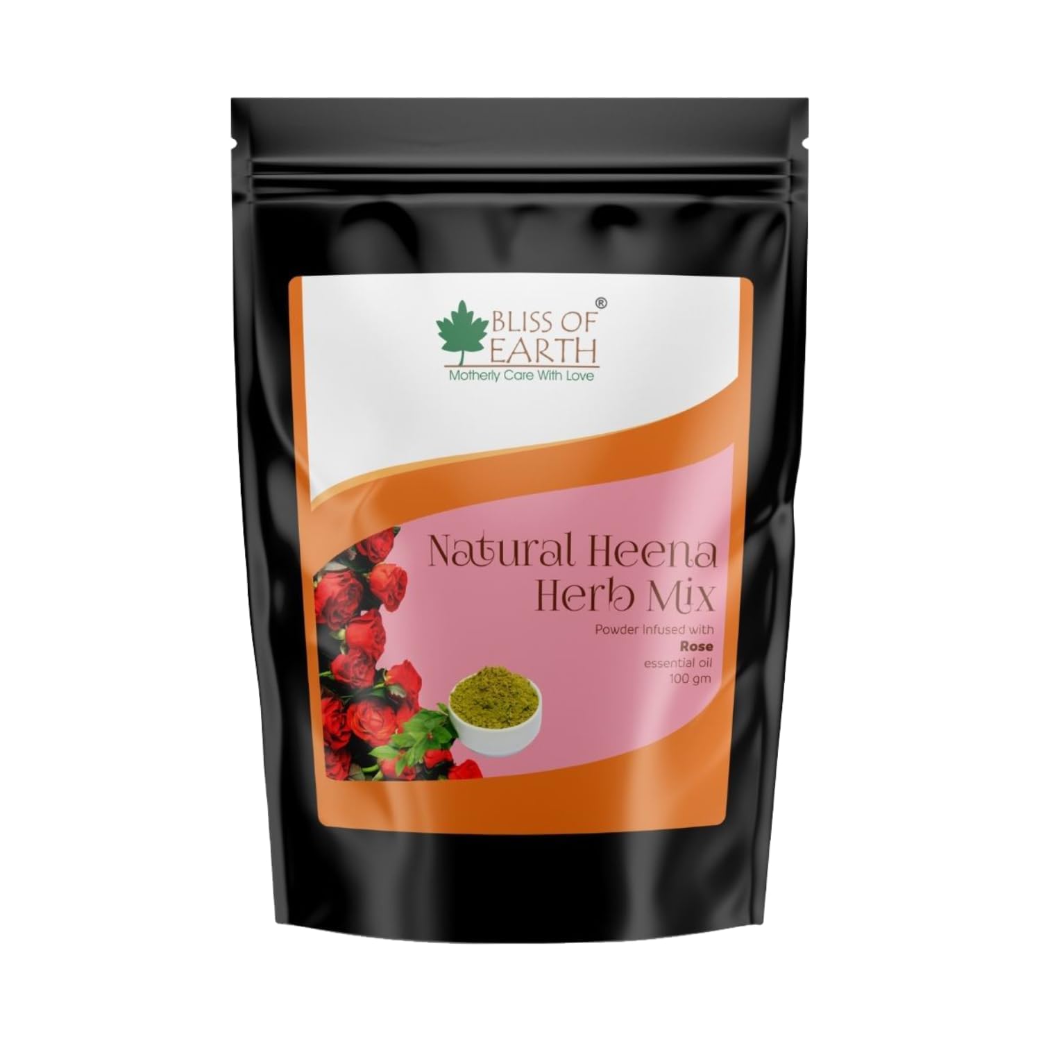 Bliss of Earth Herbal Henna For Hair, Rose Henna Blended With Herbs Amla, Neem, Babul Gum, & Rose Essential Oil For Long Lasting Hair Color, Hair Nourishment – 100g