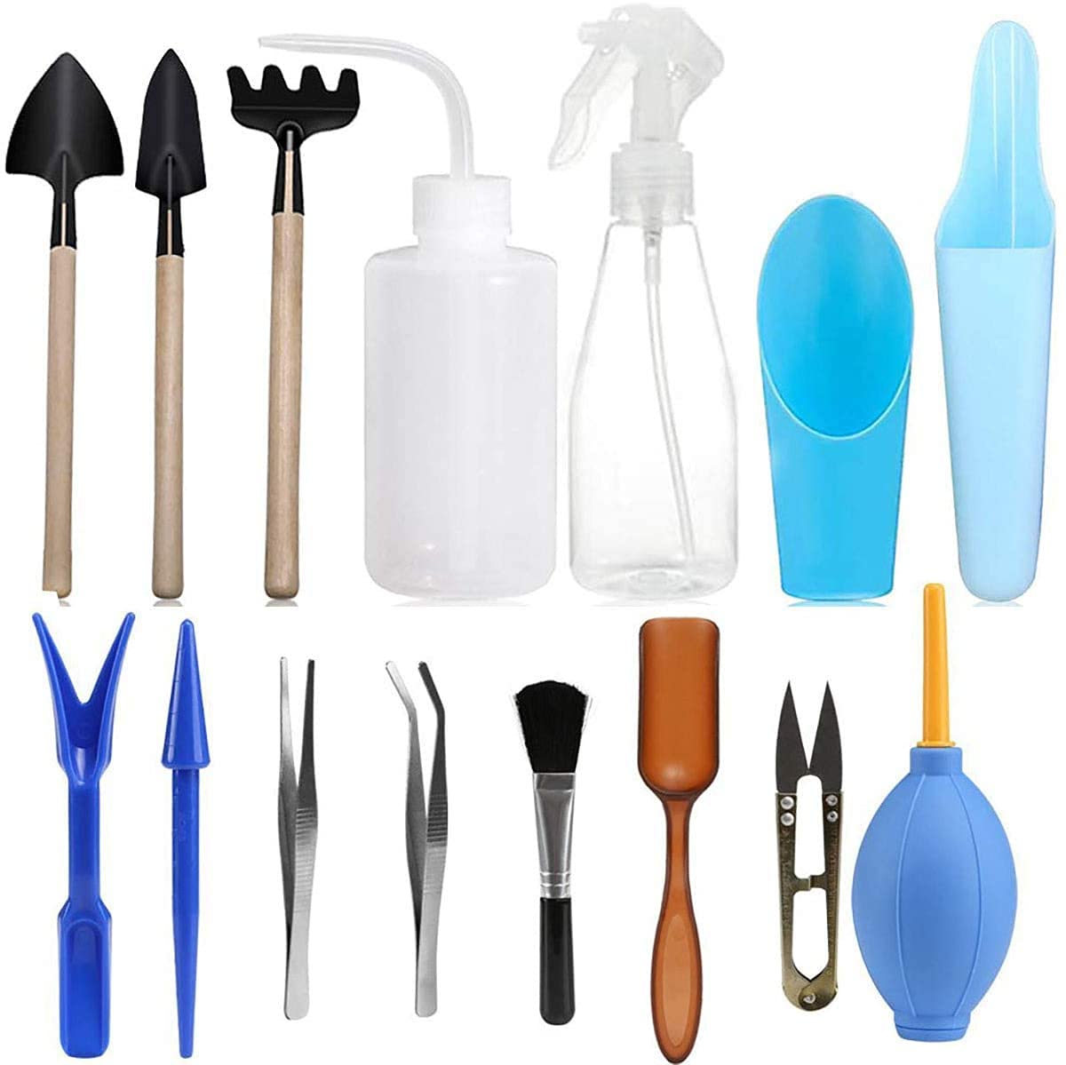 15 Pieces Succulent Plants Tools, Mini Garden Hand Tools Transplanting Tools Miniature Planting Gardening Tool Set for Indoor Miniature Fairy Garden Plant Care