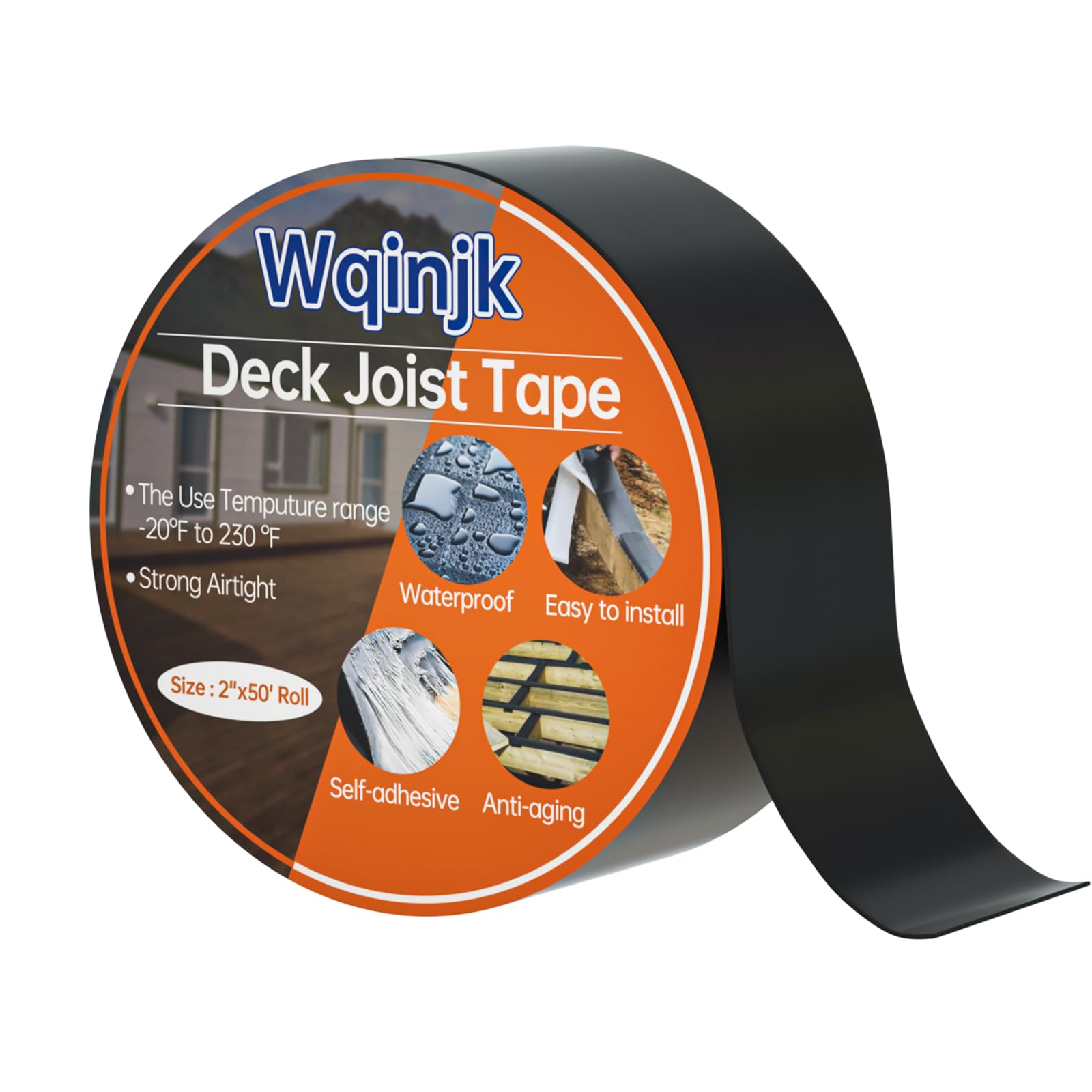 Black Deck Joist Tape - 2" X 50 Feet, 8 Rolls - Butyl Waterproof Flashing Tape To Protect Wood & Metal Joists From Rot, Moisture & Decay