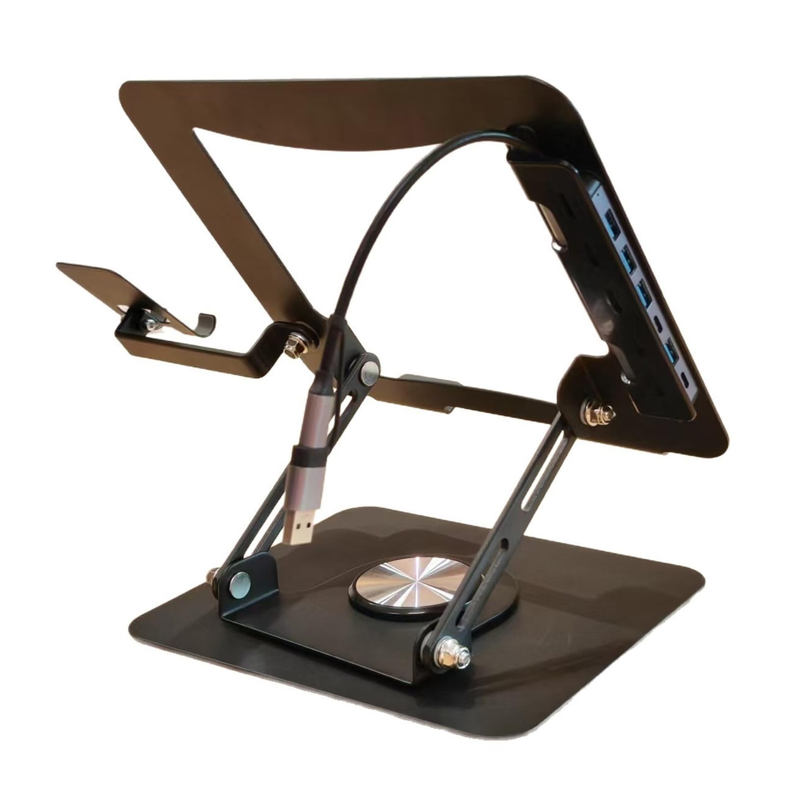 Soporte de aluminio ligero para computadora con posición flexible y estructura plegable compacta para laptop para viajes