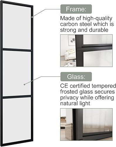 Miniatura 6 de JUBEST Puerta de granero doble de 36 x 84 pulgadas con kit de herramientas de 6 pies y mecanismo de cierre suave incluido, 2 juegos de vidrio