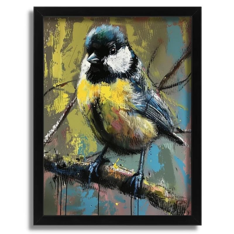 Affiche Mésange Vintage Grand Format A0 Idéale pour Salon Moderne et Chambre Apaisante