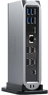 Satechi Thunderbolt 4 Dock Multiport, 16 Ports – 96W Charging, up to 4 Screens 4K/60Hz, USB C Port 10Gbps, 5 USB A Port, UHS-II Micro/Sd Card Slot, Audio Jack, 2.5Gpbs Ethernet for Mac/Windows