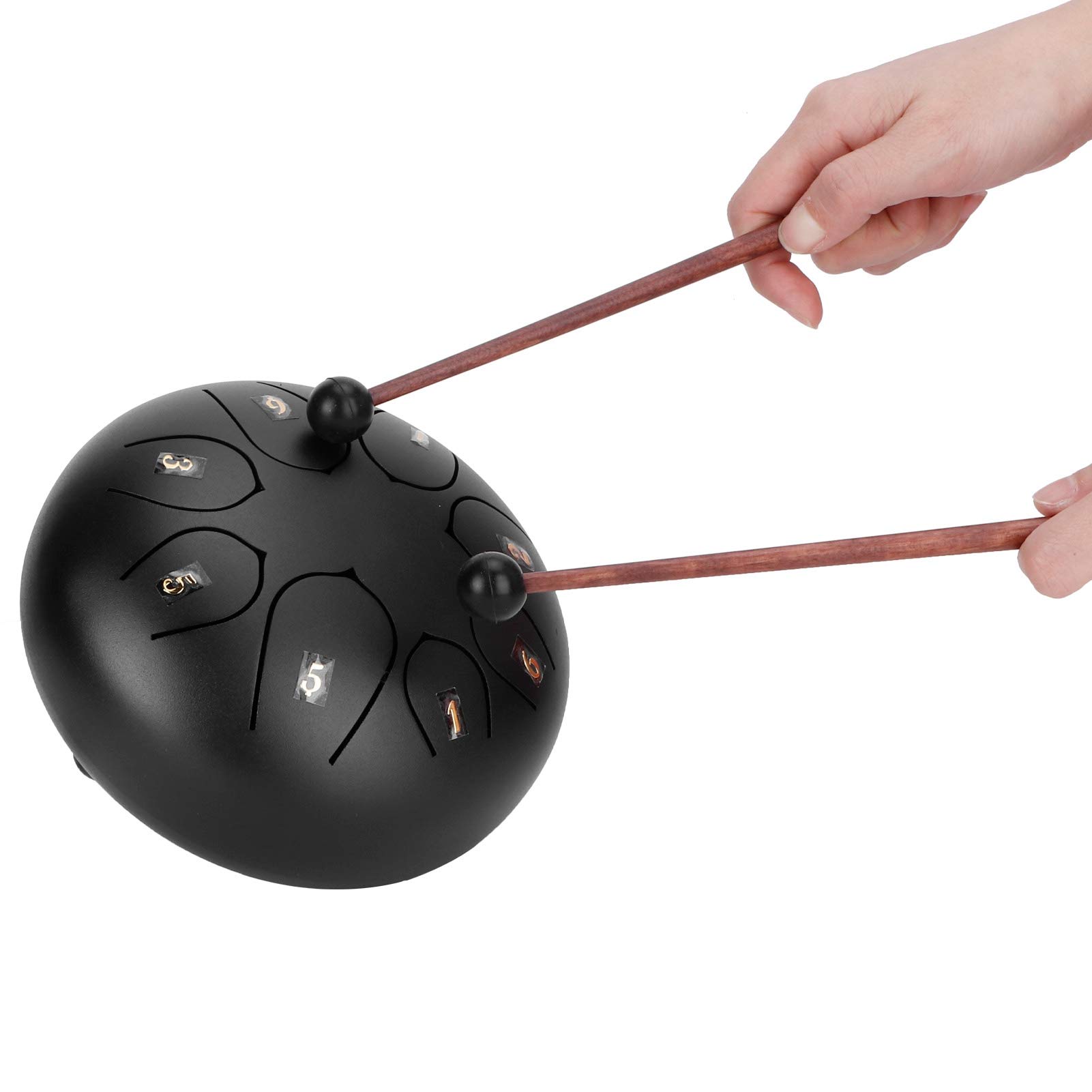 Tambour de Langue Handpan, Tambour de Langue de 6 Pouces, Tambours de Poêle à Main éthérés 8 Tons avec Instrument de Percussion de Pilon (Noir)