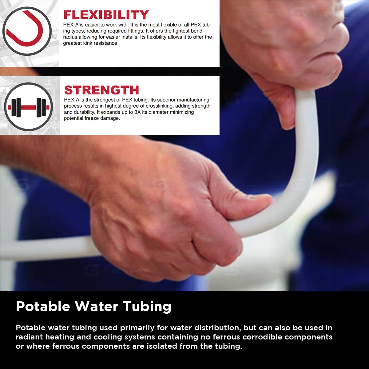 Tubo Pex-A de 1-1/4 pulgadas x 100 pies, tubo Pex sin barrera para agua potable, tubo de agua flexible Pex de 1-1/2 pulgadas para fontanería, tubo Pex blanco