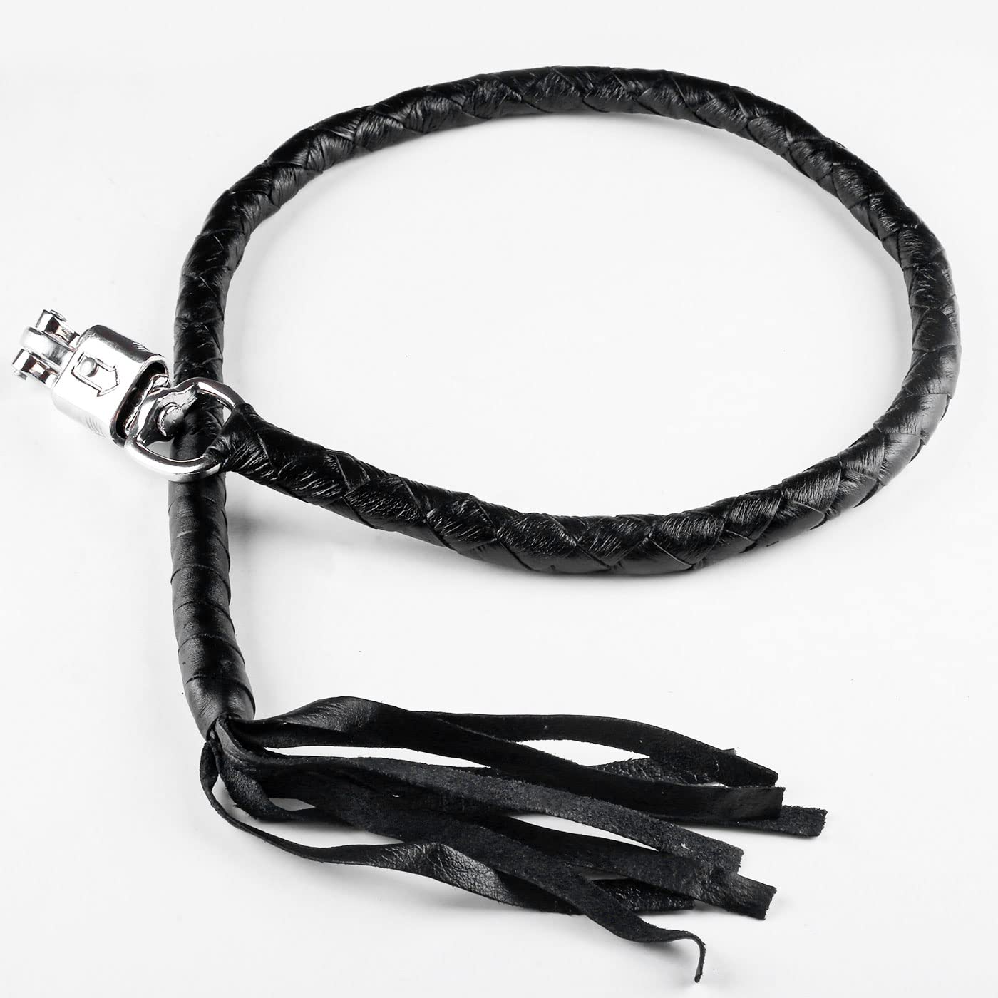 HADZAM Frustino in vera pelle per moto Get Back Whip 106,7 cm per manubrio con frange e chiusura a sgancio rapido