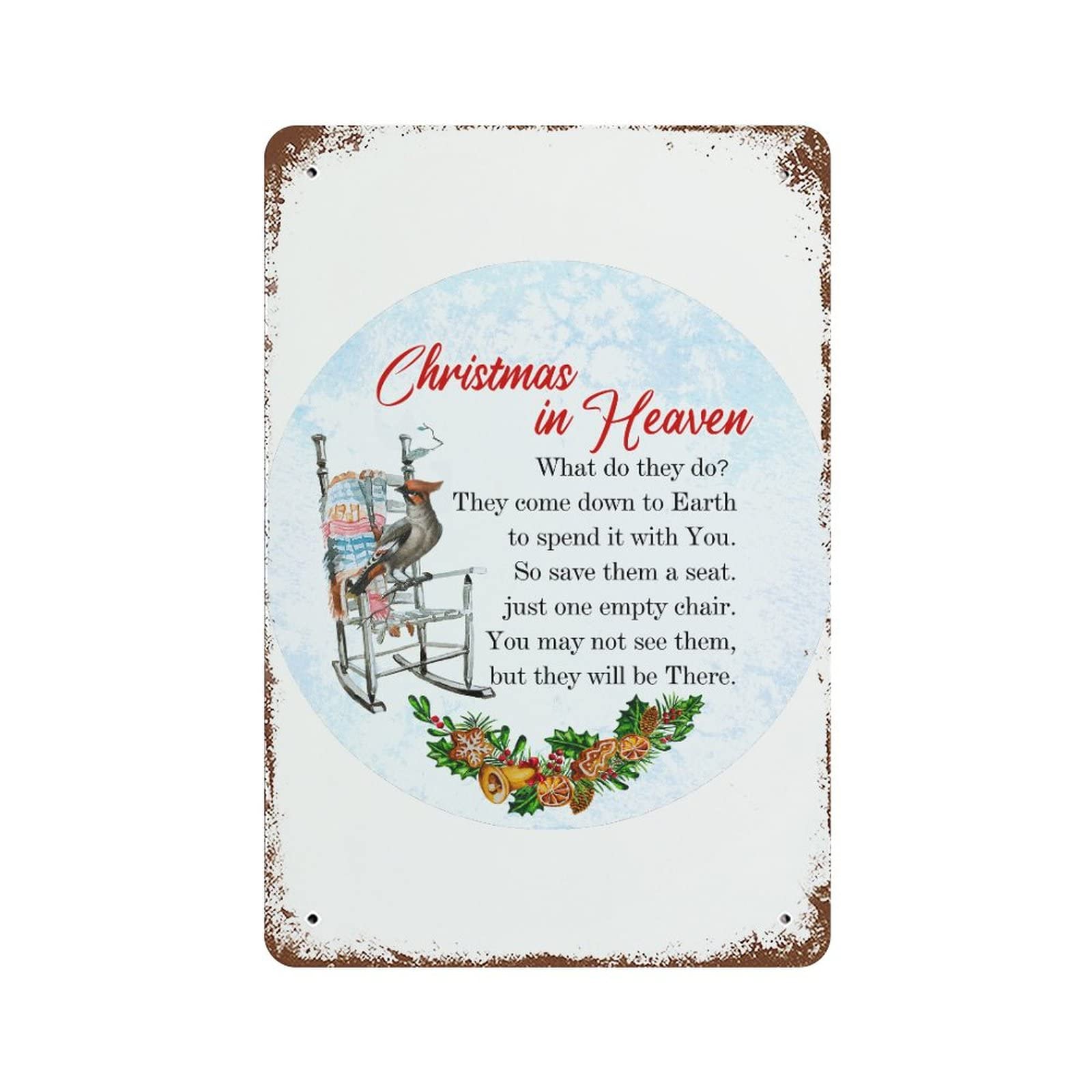 Panneau en aluminium Cardinal Christmas in Heaven - Plaque déco de garage 30,5x45,7 cm